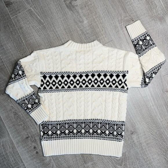 NWT REVOLVE LINE AND DOT Women's Cream Black Montana Faire Isle Sweater - Picture 8 of 9